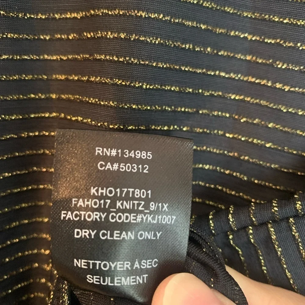 For Love & Lemons KNITZ Long Sleeve Crop Top Black & Gold Stripe XS - Picture 9 of 9